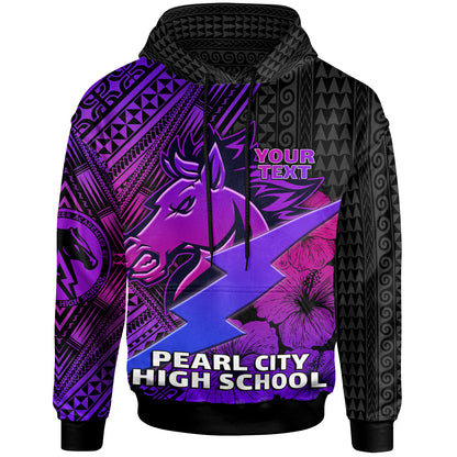 Hawaii Custom Personalised Hoodie - Pearl City High School Horse and Thunder Hibiscus Polynesian