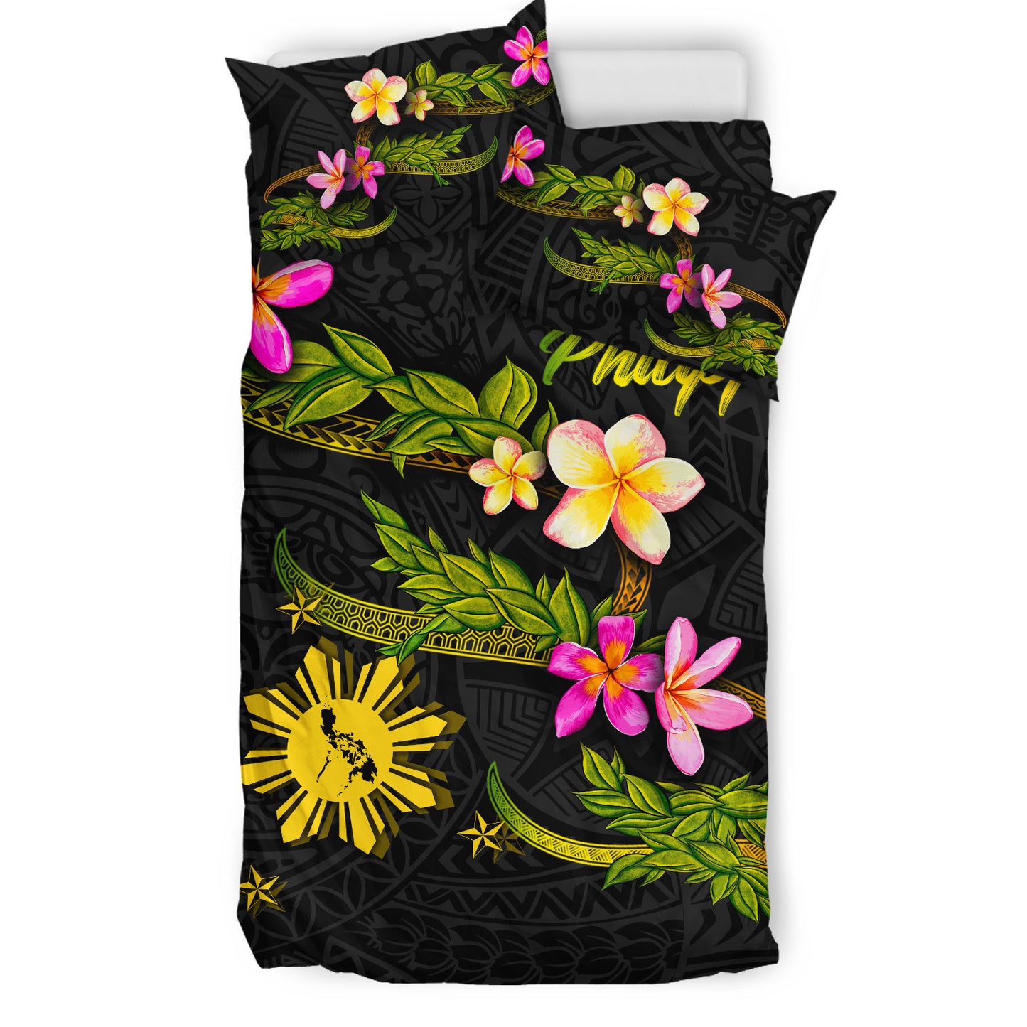 Philippines Filipinos Bedding Set Philippines Sun And Map Plumeria Tribal
