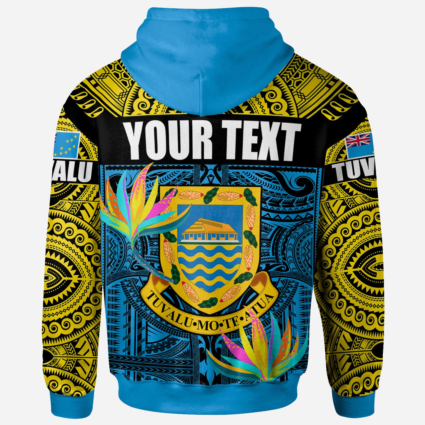 Tuvalu Motto Polynesian Hoodie - Custom Tuvalu Coat Of Arms With Tropical Themed Backgrounds Hoodie