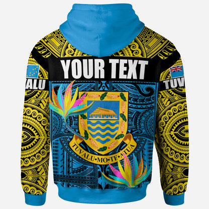 Tuvalu Motto Polynesian Hoodie - Custom Tuvalu Coat Of Arms With Tropical Themed Backgrounds Hoodie