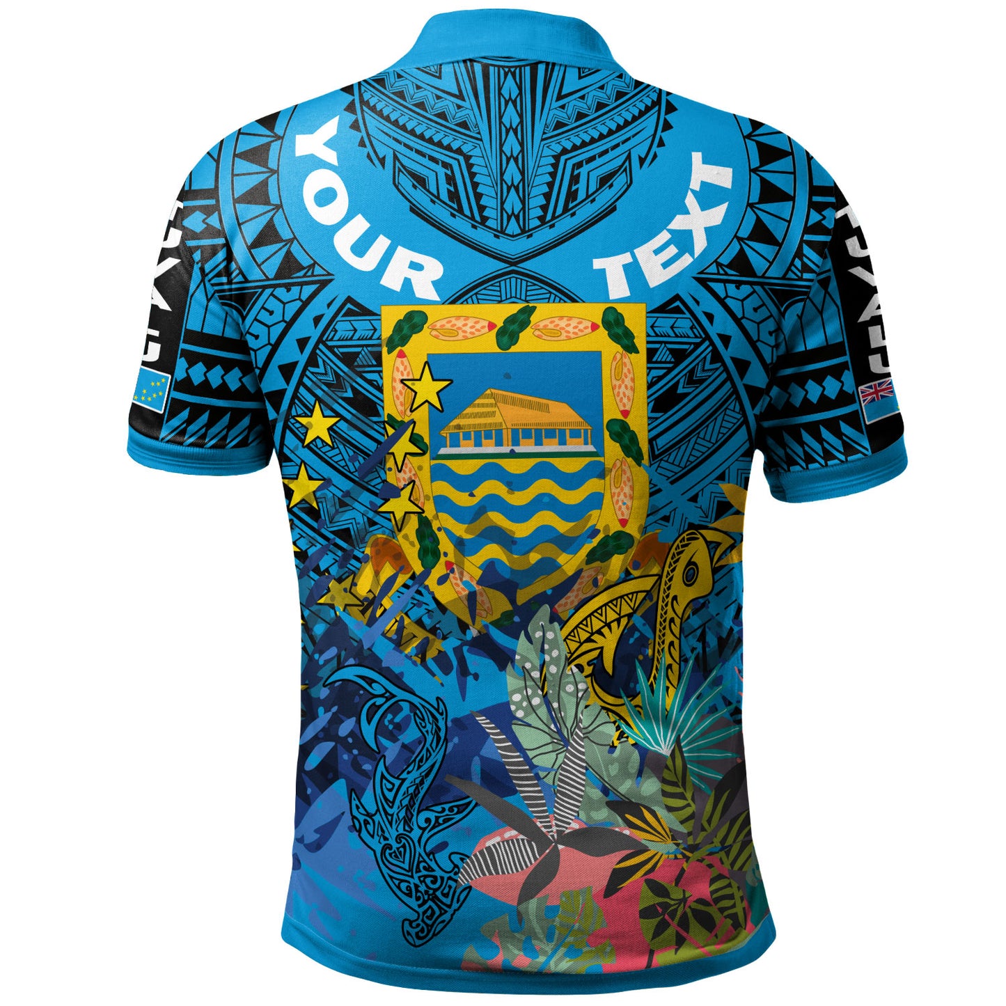 Tuvalu Ellice Islands Polynesian Polo Shirt - Custom Tuvalu Coat Of Arms With Tropical Flowers And Hei Matau 1978 Polo Shirt