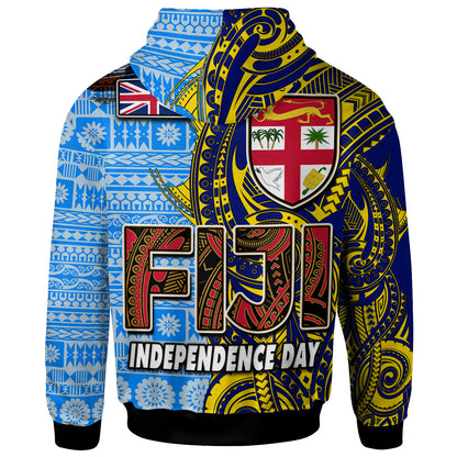 Fiji Polynesian Hoodie - Custom Flag Fiji Independence Day with Tapa Polynesian Hoodie