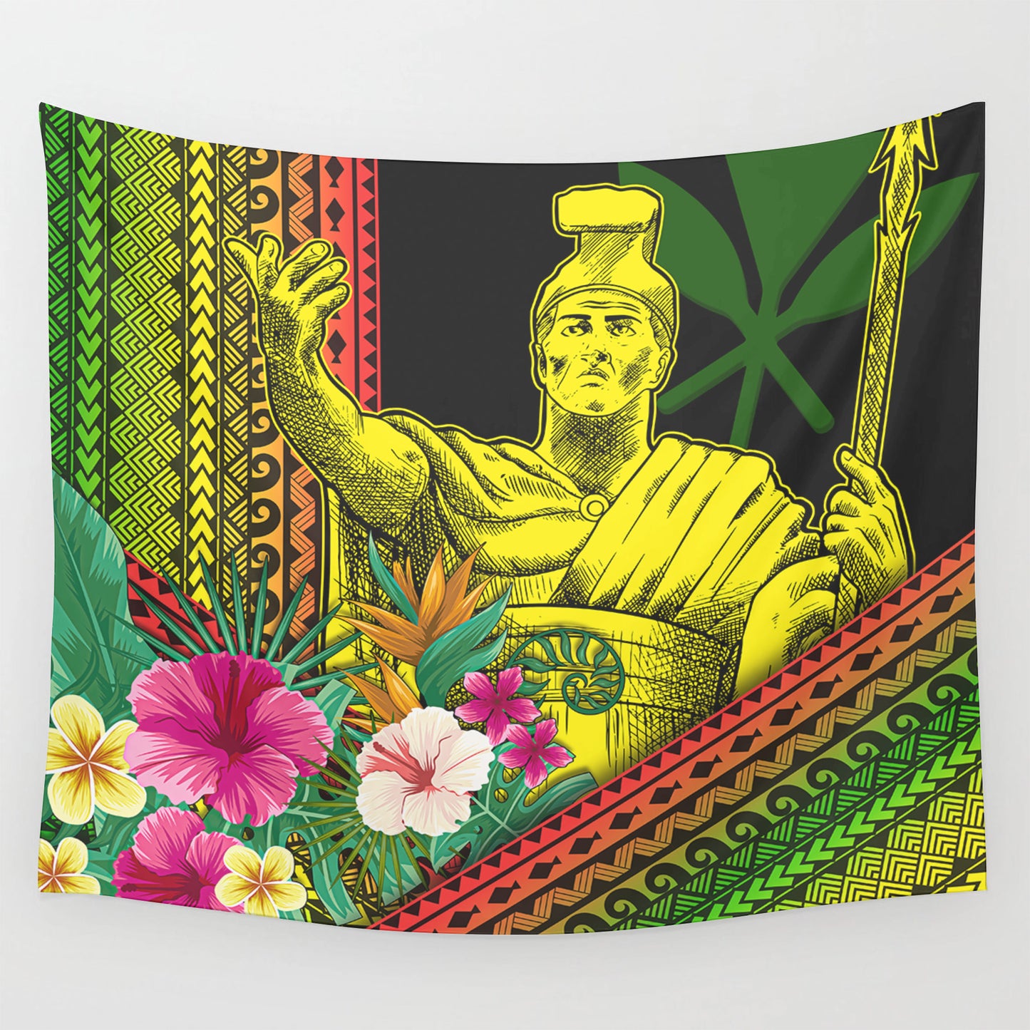 Hawaii Tapestry King Kamekameha Kanaka Maoli Polynesian Pattern