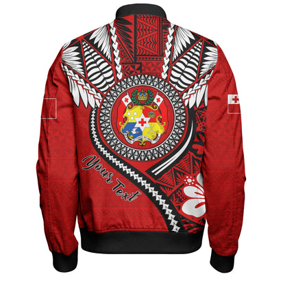 Tonga Bomber Jacket Custom Tribal Ngatu Pattern Circle Style