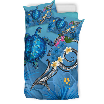 Hawaii Bedding Set  - Hawaii Ocean Turtle Hibiscus Blue