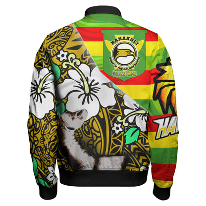Hawaii Nanakuli High & Intermediate School Polynesian Patronage Bomber Jacket - The Golden Hawk Bloods In My Veins