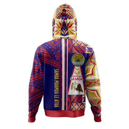 American Samoa Hoodie - Custom Samoa Muamua Le Atua With Seal And Mamanu Siapo Patterns
