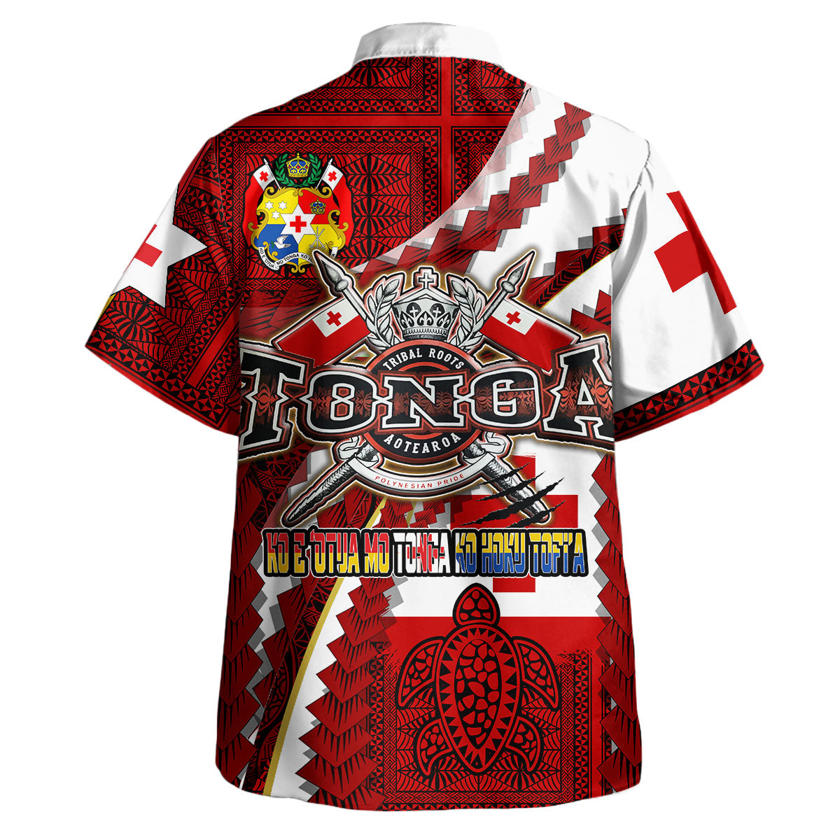 Tonga Aotearoa Tribal Roots Hawaiian Shirt - Custom Tonga Polynesian Pride With Coat Of Arms And Tonga Map Kupesi