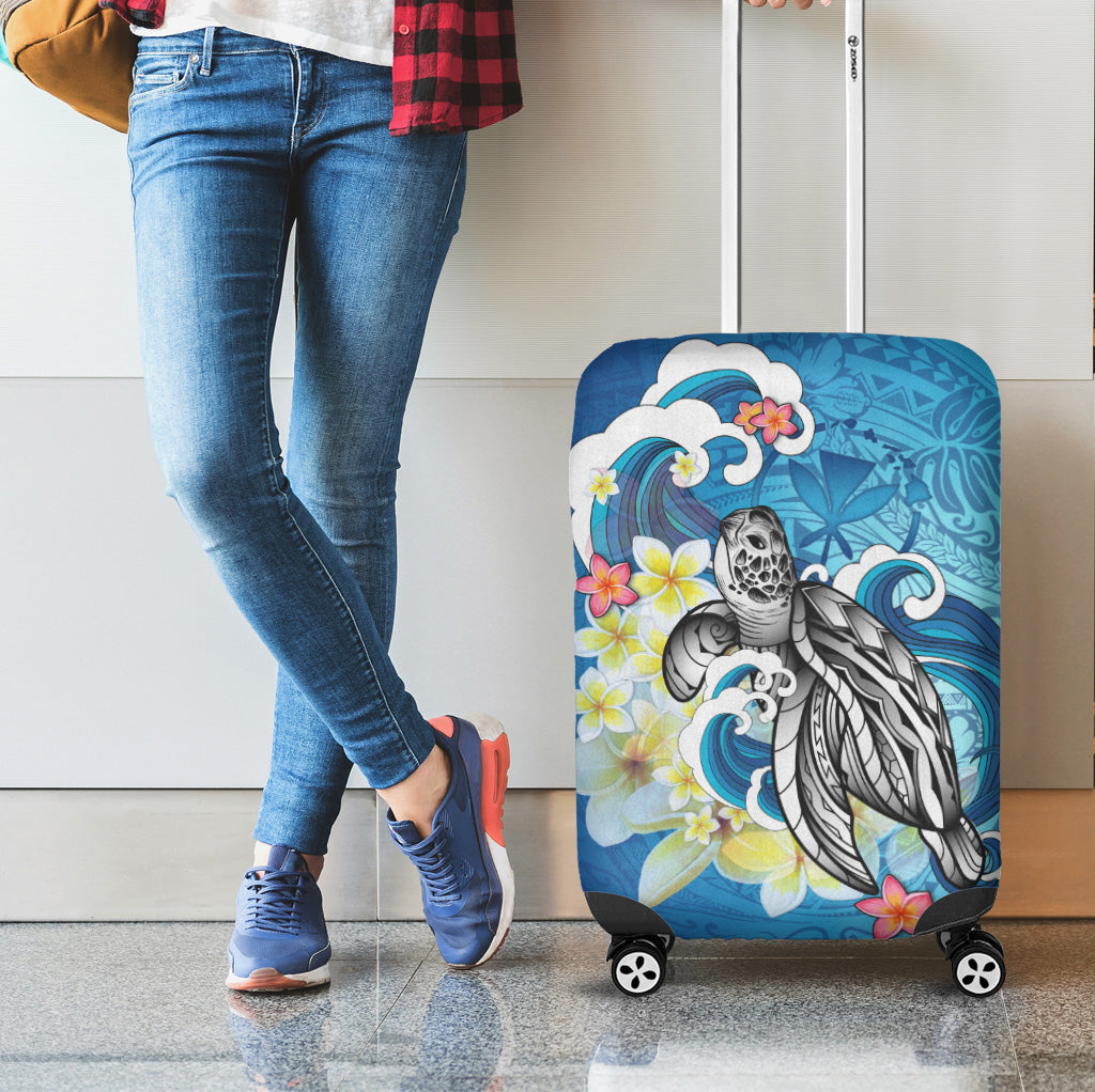 Hawaii Luggage Cover Turtle With Plumeria Flowers