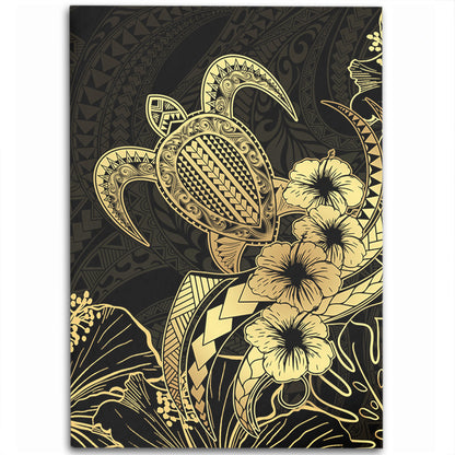 Hawaii Area Rug Tribal Polynesia Floral Gold Art