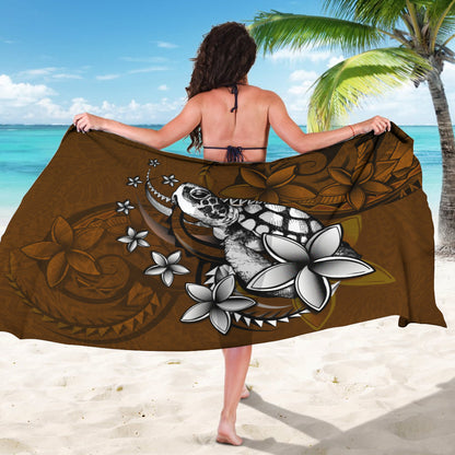 Hawaii Sarong - Sea Turtle With Plumeria Polynesian Patterns Retro Style