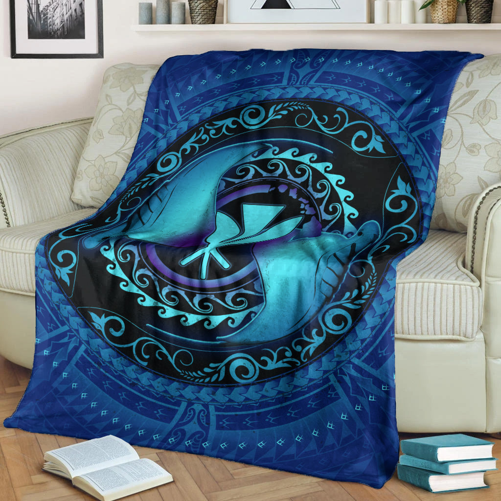 Hawaii Premium Blanket Manta Ray Couple Polynesian Ocean Style