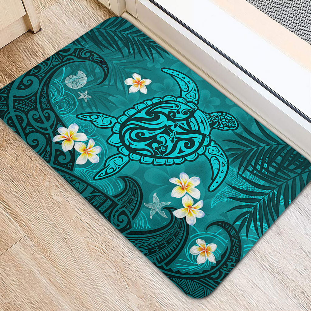 Hawaii Doormat Hawaiian Sea Turtle & Floral Dreams