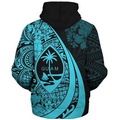 Guam Sherpa Hoodie Custom Hibiscus Flower Symbols Style
