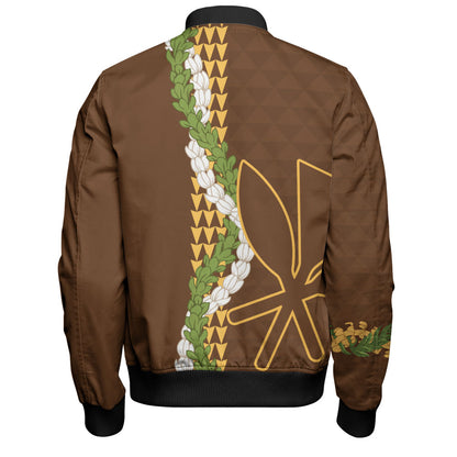 Hawaii Bomber Jacket Kanaka Maoli Puakenikeni Maile Flower Lei
