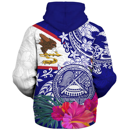 American Samoa Sherpa Hoodie Flag Tribal Tropical Style