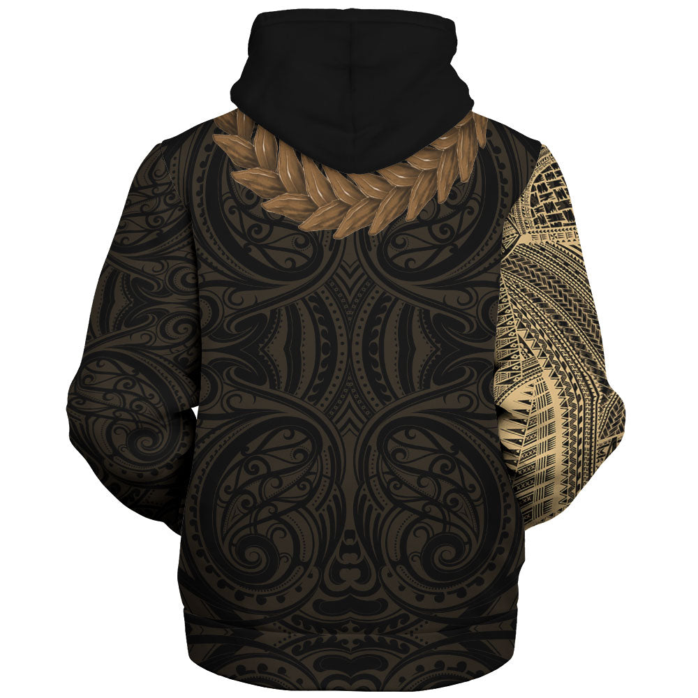 Samoa Sherpa Hoodie Tattoo Roman Reigns With Ula Fala Style Brown