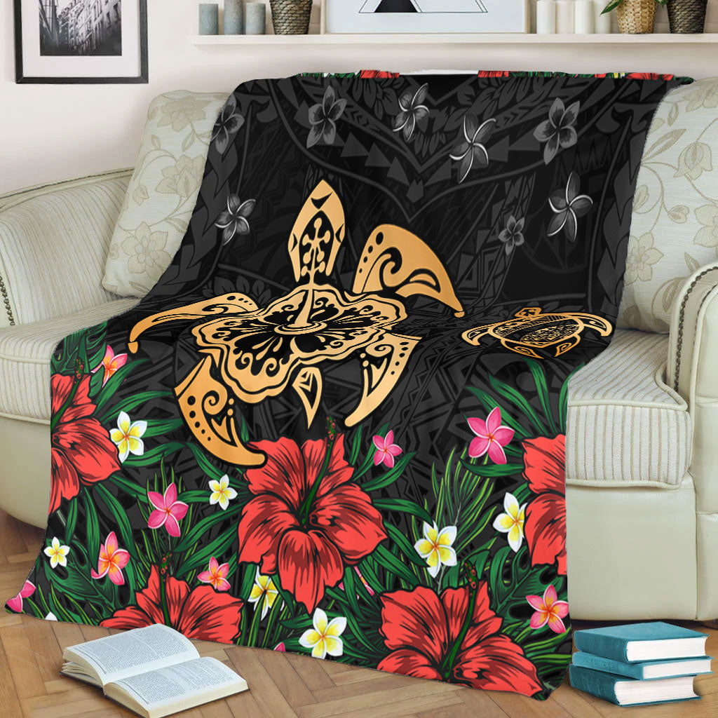 Hawaii Premium Blanket Polynesian Turtle Tropical Island Tribal Style
