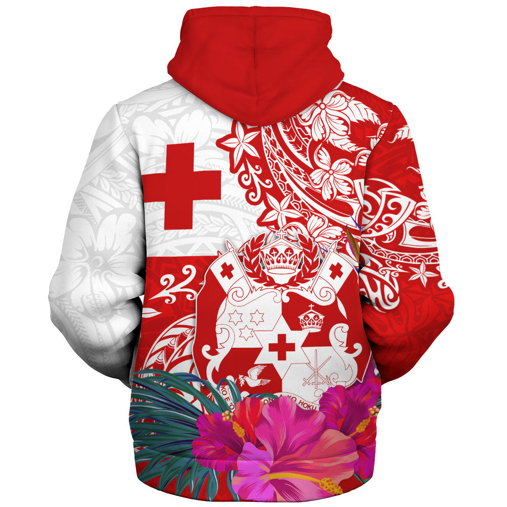 Tonga Sherpa Hoodie Flag Tribal Tropical Style