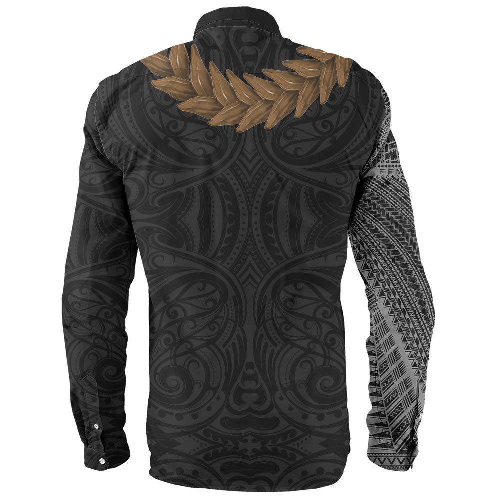 Samoa Long Sleeve Shirt Tattoo Roman Reigns With Ula Fala Style Brown