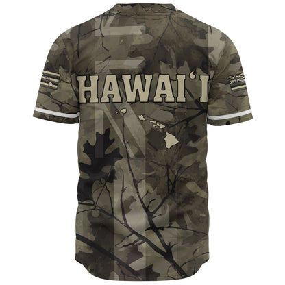 Hawaii Baseball Shirt Tribal Kakau Camouflage Green
