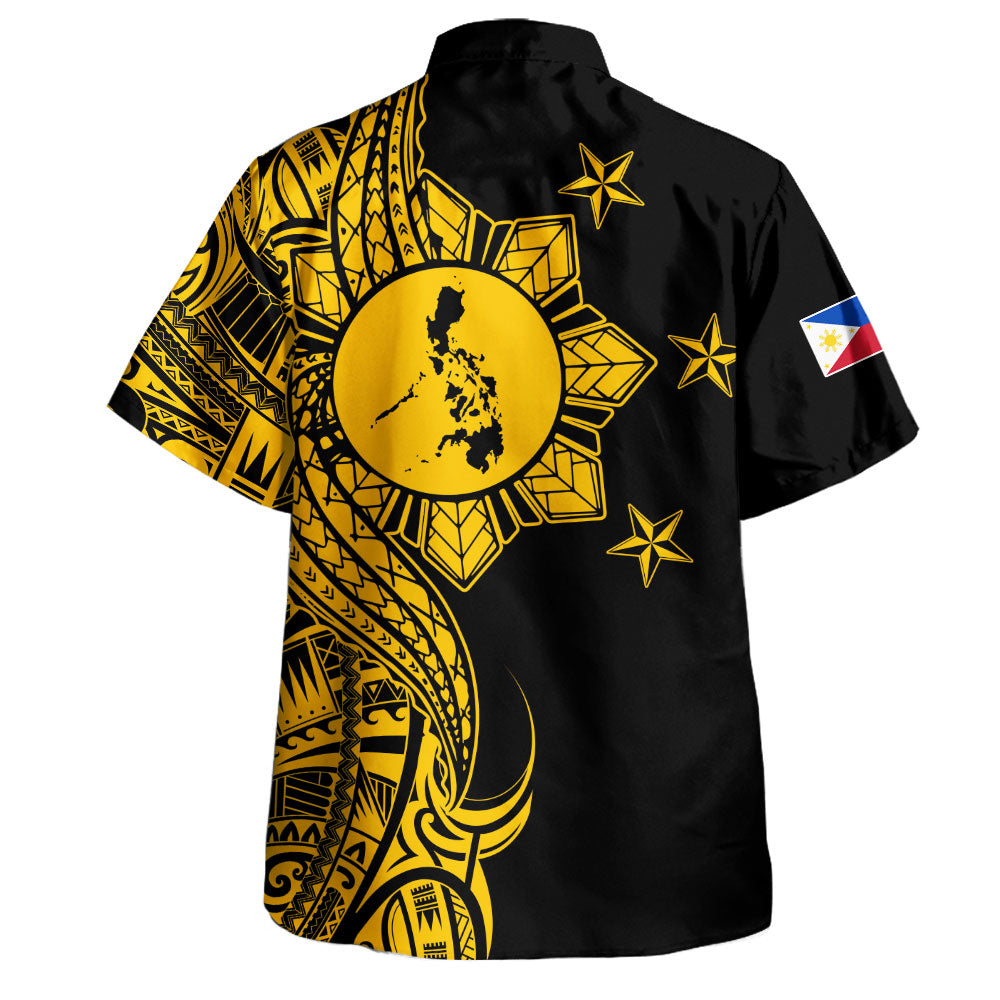 Philippines Filipinos Hawaiian Shirt Flag Sun Map Tribal Fusion Style