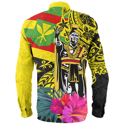 Hawaii Long Sleeve Shirt Kanaka Maoli King Flag Tribal Tropical Style
