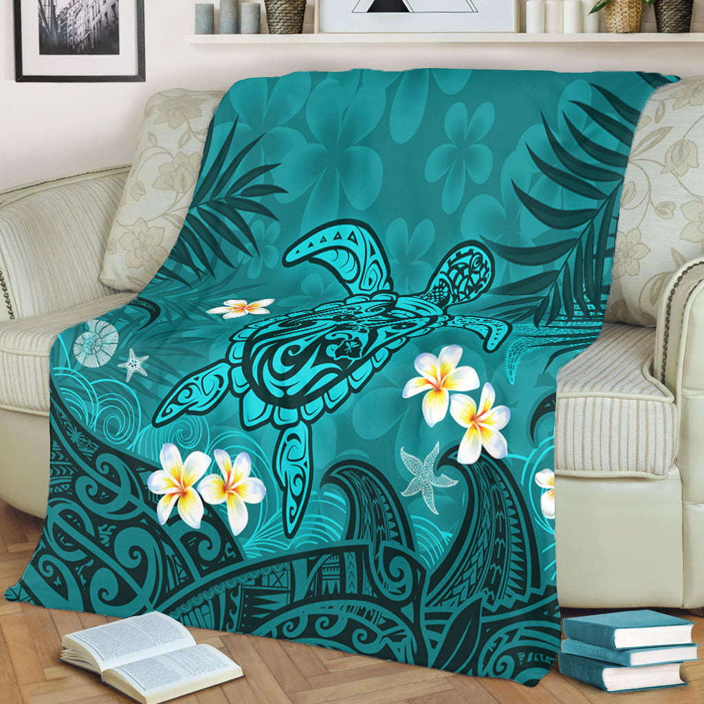 Hawaii Premium Blanket Hawaiian Sea Turtle & Floral Dreams