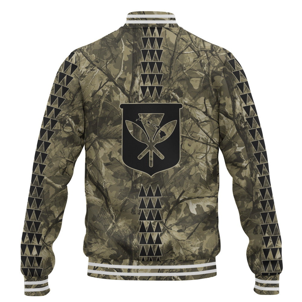 Hawaii Baseball Jacket Woodland Kanaka Camo Style