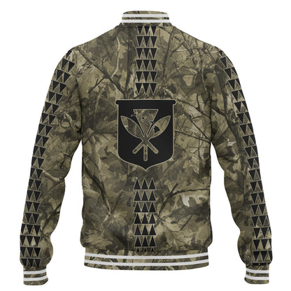 Hawaii Baseball Jacket Woodland Kanaka Camo Style