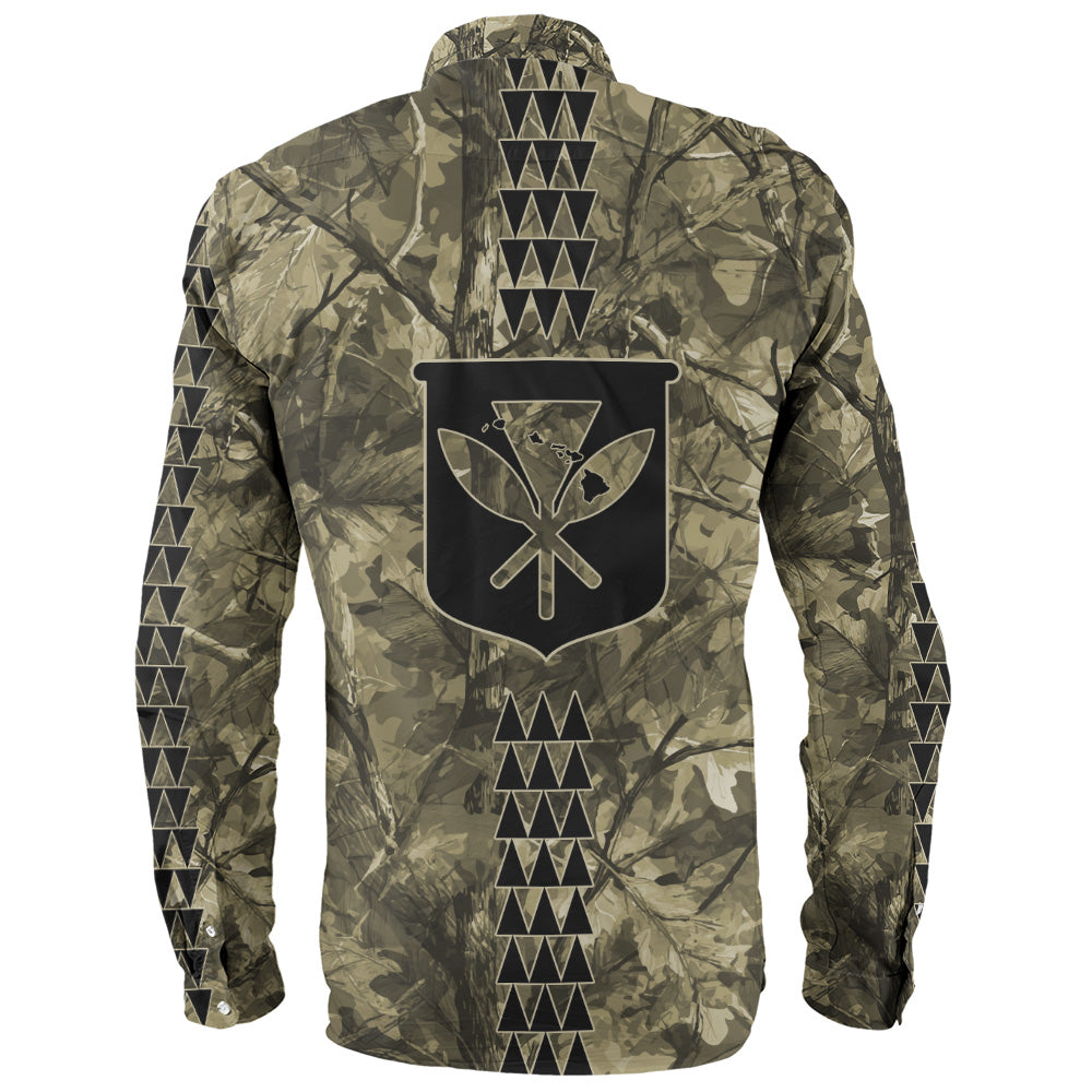 Hawaii Long Sleeve Shirt Woodland Kanaka Camo Style