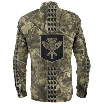 Hawaii Long Sleeve Shirt Woodland Kanaka Camo Style