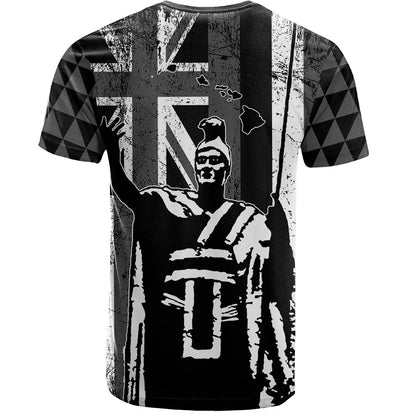 Hawaii T-Shirt King Kamehameha Flag Tribal Pride Black White