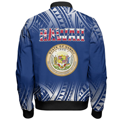 Hawaii Bomber Jacket Polynesian Tribal Aloha Hawaii Flag