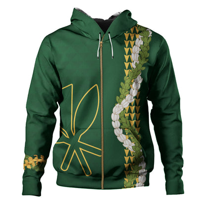 Hawaii Hoodie Kanaka Maoli Puakenikeni Maile Flower Lei