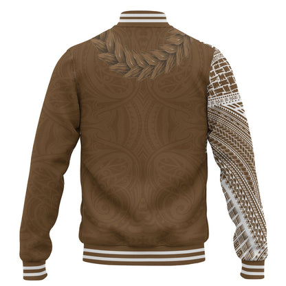Samoa Baseball Jacket Tattoo Roman Reigns With Ula Fala Style Brown