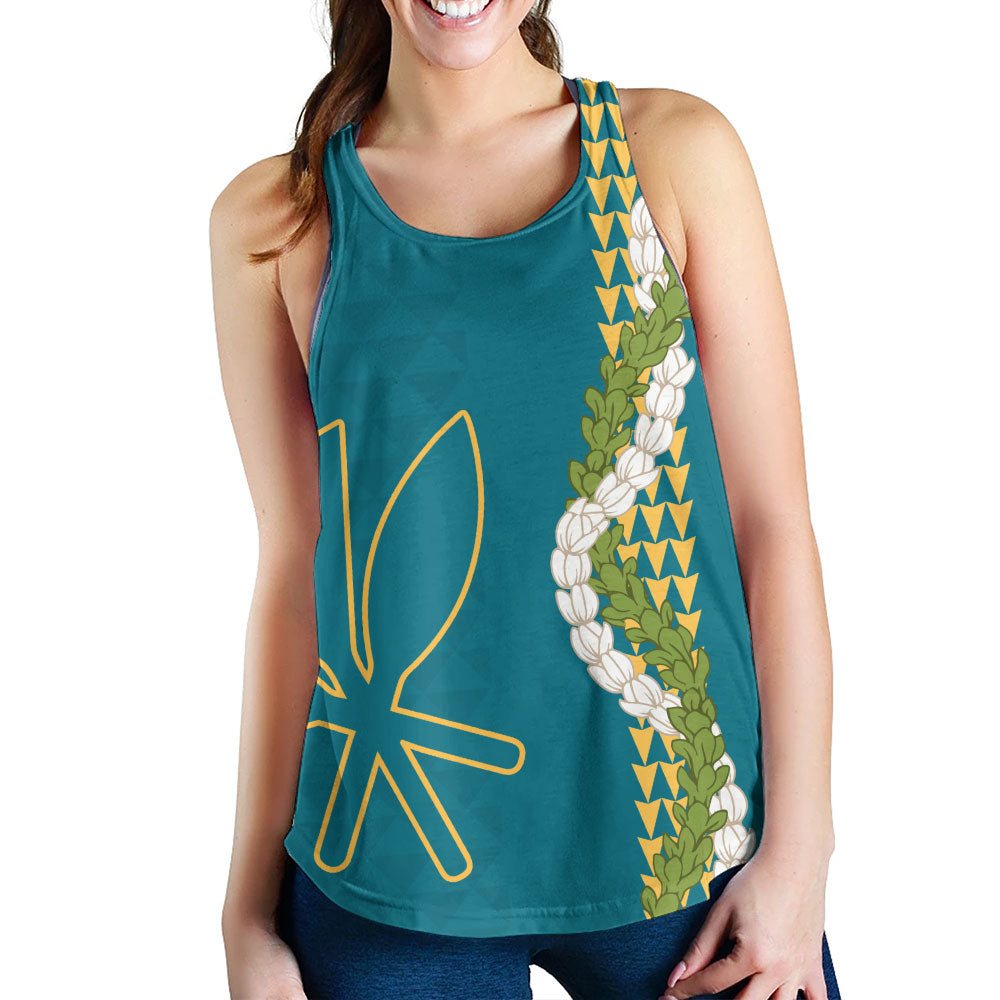 Hawaii Women Tank Kanaka Maoli Puakenikeni Maile Flower Lei