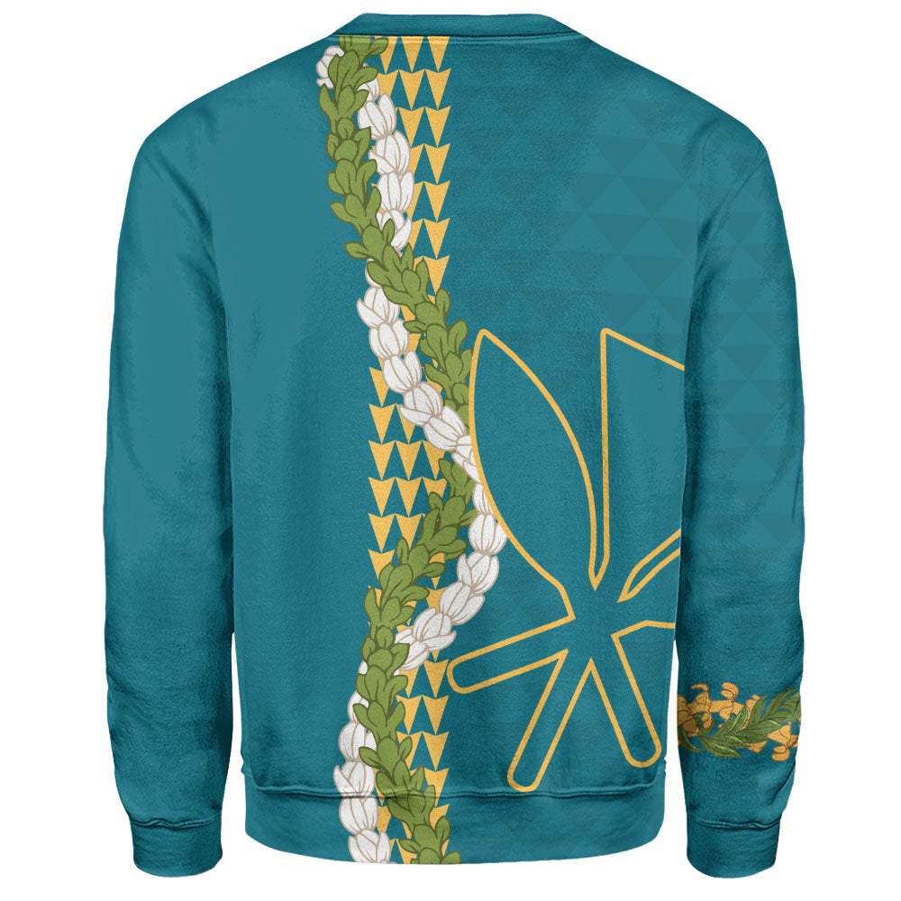 Hawaii Sweatshirt Kanaka Maoli Puakenikeni Maile Flower Lei