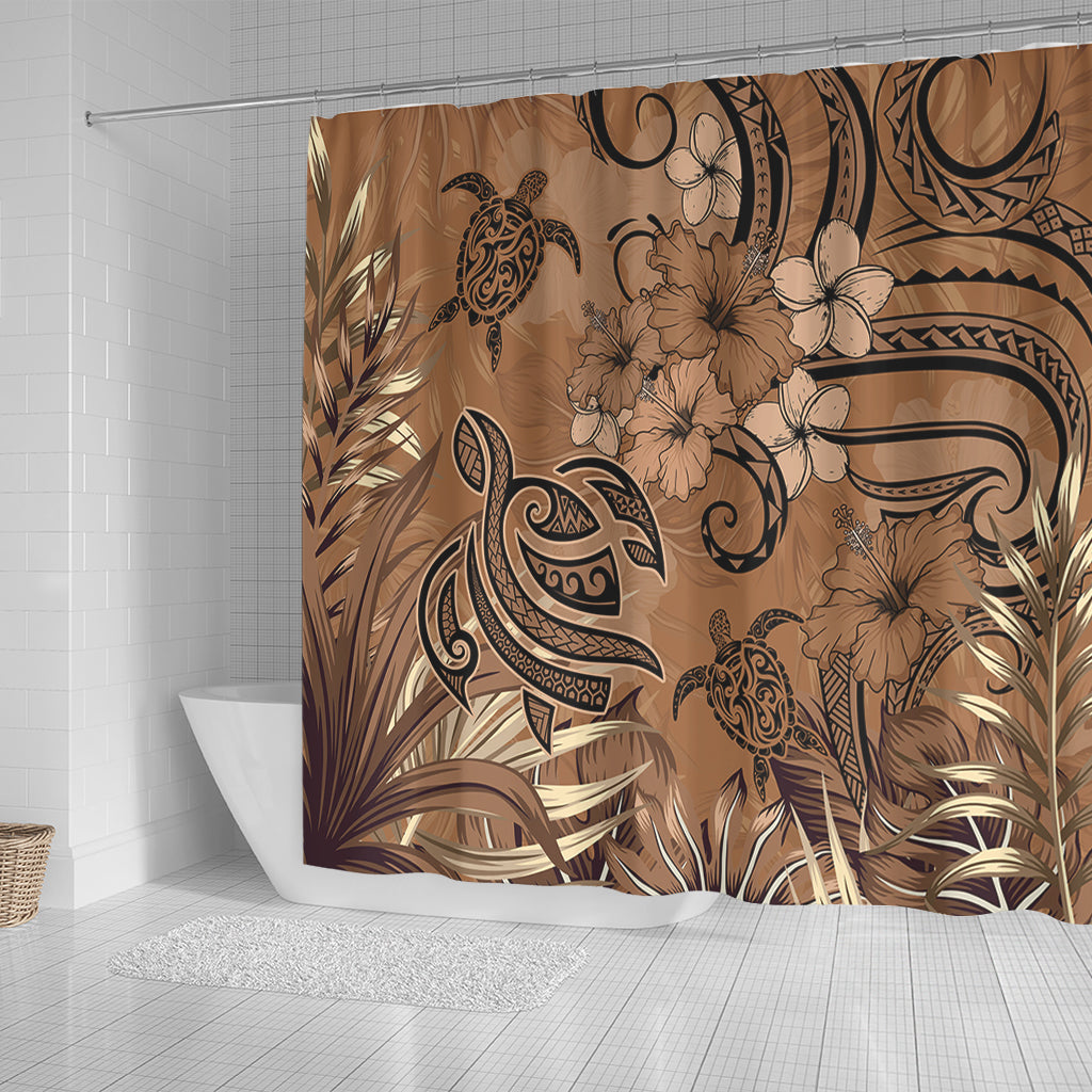 Hawaii Shower Curtain Polynesian Turtle Tattoo Tropical Elements