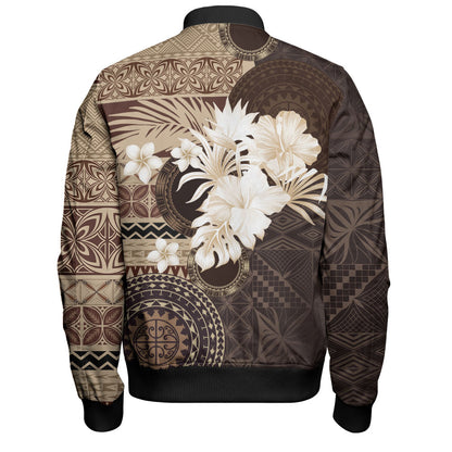 Samoa Bomber Jacket Siapo Motif Print Fabric