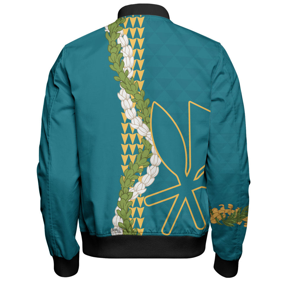 Hawaii Bomber Jacket Kanaka Maoli Puakenikeni Maile Flower Lei