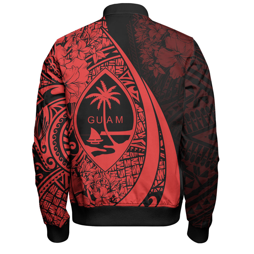 Guam Bomber Jacket Custom Hibiscus Flower Symbols Style