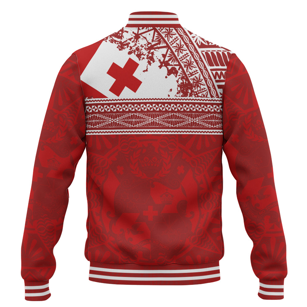Tonga Baseball Jacket Flag Coat Of Arms Circle Ngatu Tribal