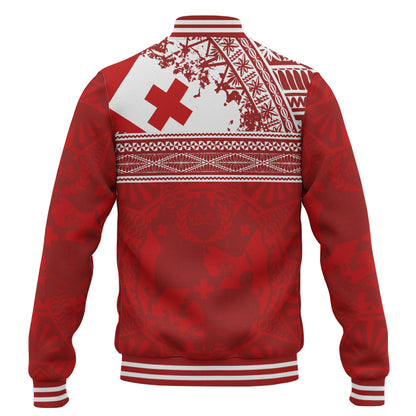 Tonga Baseball Jacket Flag Coat Of Arms Circle Ngatu Tribal