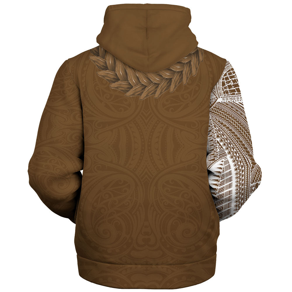 Samoa Sherpa Hoodie Tattoo Roman Reigns With Ula Fala Style Brown