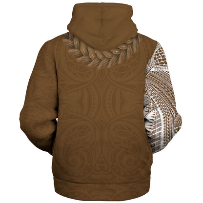 Samoa Sherpa Hoodie Tattoo Roman Reigns With Ula Fala Style Brown