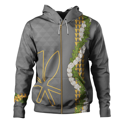 Hawaii Hoodie Kanaka Maoli Puakenikeni Maile Flower Lei