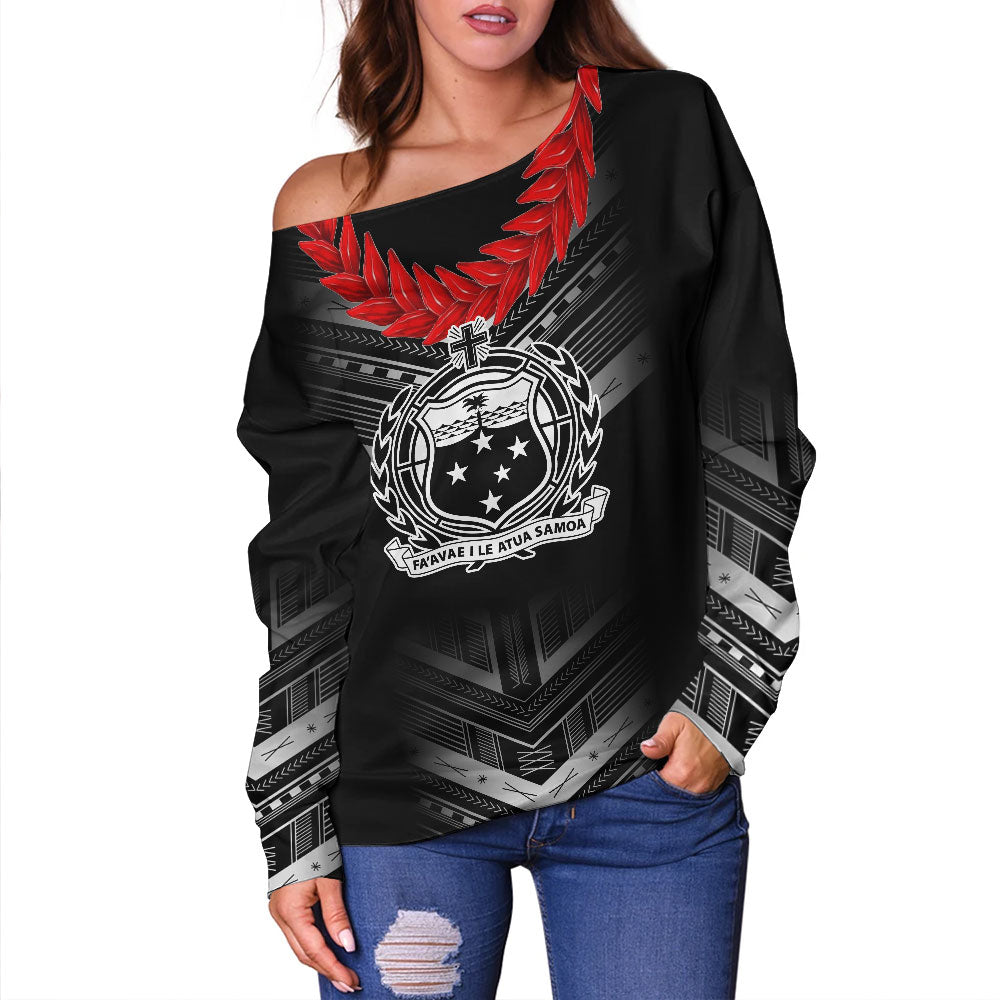 Samoa Off Shoulder Sweatshirt Polynesian Pride Inspired Design