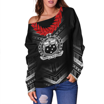 Samoa Off Shoulder Sweatshirt Polynesian Pride Inspired Design