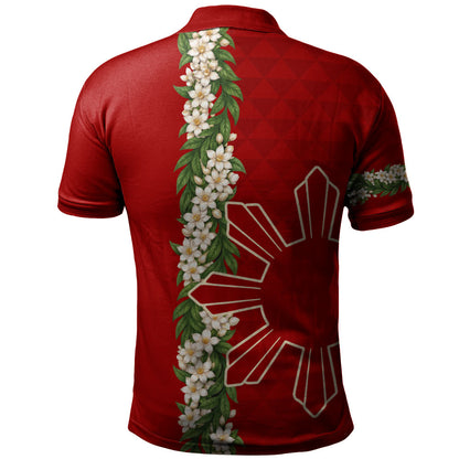 Philippines Filipinos Polo Shirt Sampaguita Flower Sun Pattern Island Style